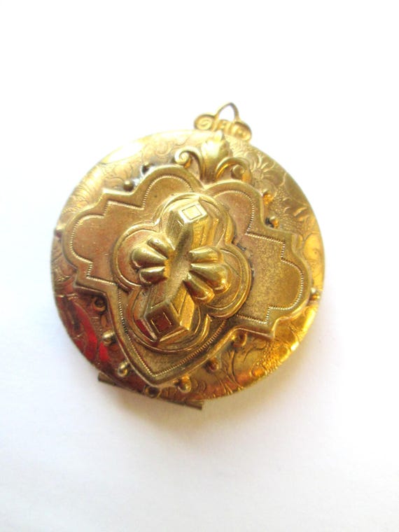 Antique Raised Brass Locket Pendant