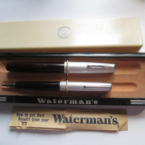 Rare Ideal Watermans Fountain Pen Set In Art Deco Box