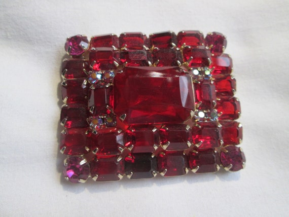 Juliana Red Pink Open Back Square Rhinestone Cryst