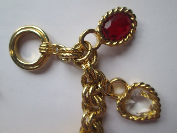 Vintage Givenchy Toggle Clasp Heart Charm Crystal… - image 2