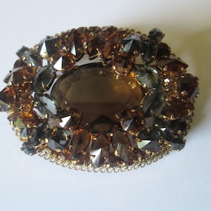 1930s Made In Austria Golden Topaz Crystal Rhinestone Layered Brooch