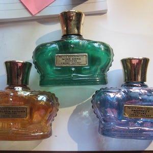 3 Vintage Prince Matchabelli Perfume Iridescent Bottle Empty