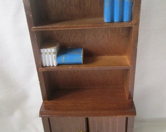 Vintage Dollhouse Miniature Wood Bookcase