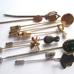 Antique Vintage Stick Pin LOT 14k Gold Sterling Gold Filled More
