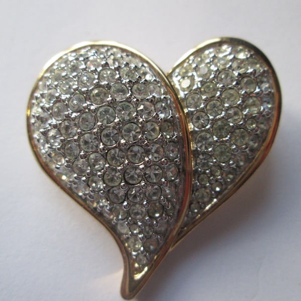 Swarovski Swan Hallmarked Heart Crystal Brooch