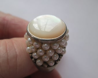 Large Mother Of Pearl Sterling Ring Size 10