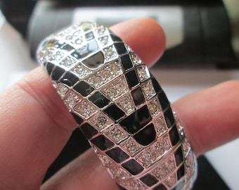 Victoria Wieck Black Clear Crystal Rhinestone Watch Bracelet Mint In Box