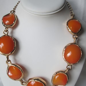 1960s Kenneth Jay Lane KJL Orange Gold Chunky Necklace