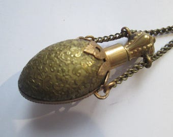 1910 Brass Mini Perfume Embossed Bottle Pendant
