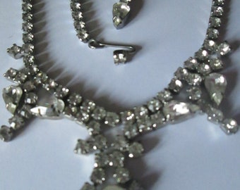 Art Deco Signed Weiss Clear Rhinestone Necklace