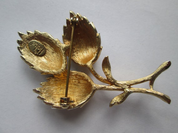 Hobe Signed Flower Silver Gold Tone Brooch - image 2