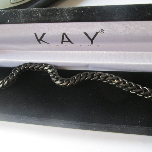 Kay Jewelers Black Stainless Steel Foxtail Chain Bracelet