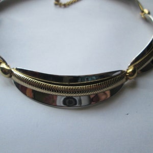 Egyptian Gold Silver Tone Collar Link Necklace