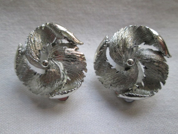 Lisner Clip Earrings Silver Tone Leaf Etsy Norway