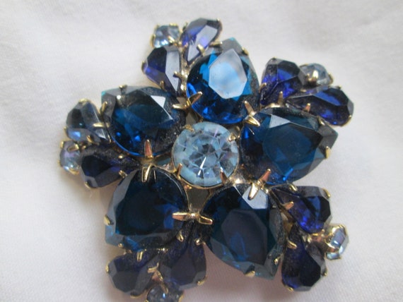 Juliana Open Back Brooch Deep Royal Blue Rhineston