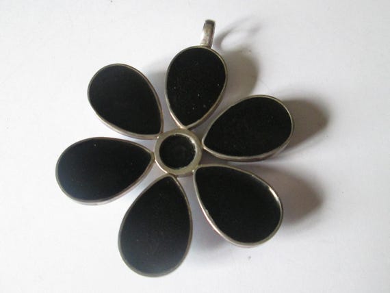 Sterling Large Abalone Shell Flower 3" Pendant - image 2