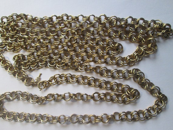 Vintage Trifari Layering Gold Tone 54" Long Neckl… - image 2