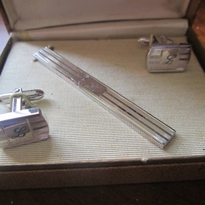 Cufflinks  Cuff Links Tie Clip Box Set Sterling La Mode