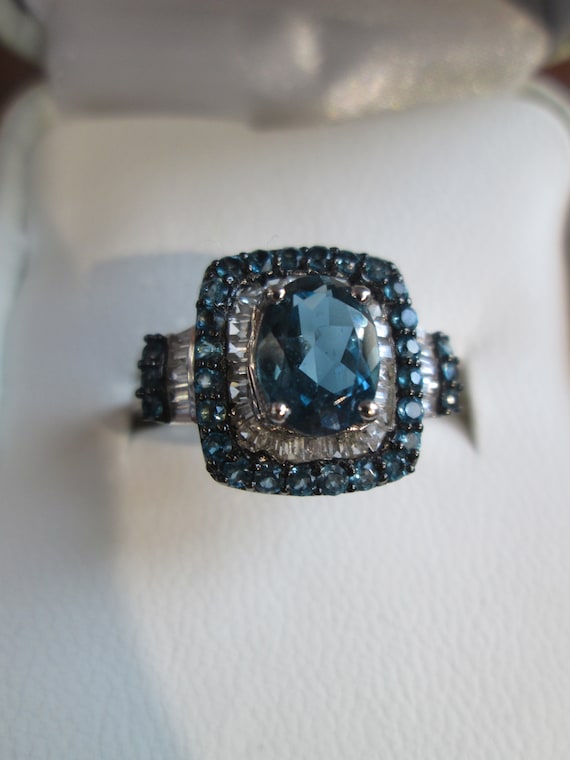 Vintage signed P Star M  Sapphire Blue Clear Ring… - image 1