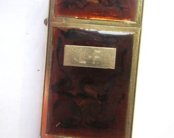 1977 Zippo Slim Gold Golden Shell Monogram Lighter