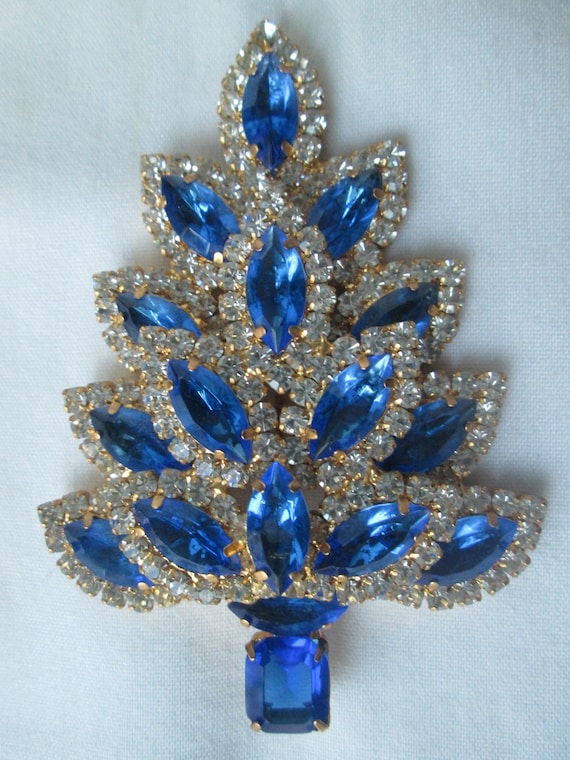 Huge Vasari Christmas Tree Brooch Blue Sapphire Cl