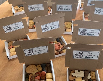 Personalised Dog treat gift boxes ,  dog biscuits dog treats gotcha day treats. Doggy birthday boxes,  Christmas treats for dogs.