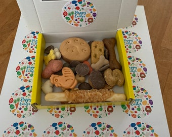 Personalised dog treat box! Packed with all doggie treats, dog choc, dog treat box birthday , gotcha day, gifts for dogs.