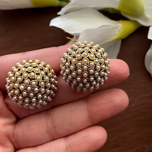 Pearl Studs/Gold earrings/Stud Earrings/ Indian earrings/Antique Gold Studs /pearl Earrings/  South Indian jewelry/ gold tops/delicate studs