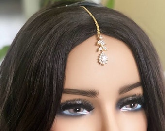 Dainty Diamond Maang Tikka: Indian Forehead Jewelry