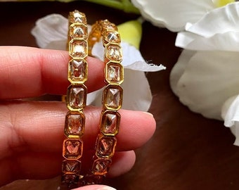 Polki Bangle/ Kundan bangle/ Indian Bangles/ Gold Bangle/ Indian jewelry/ Pakistani jewelry/ Bracelet/ Stone bangle/ kada /Kangan