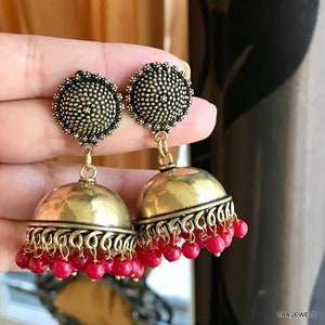Gold jhumka/oxidized jhumka/indian jewlery/jhumka earring