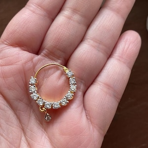 CZ Nasenring / indischer Nasenring / Piercing Nasenring / indischer Brautschmuck / Bollywood Schmuck / Zirkon Nasenring / Diamant Nasenring / Nath