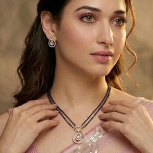 Mangalsutra/Zircon mangalsutra chain/Diamonds Mangalsutra/karimani sara/Indian Bridal jewelry/kolhapuri traditional mangalsutra/Black bead