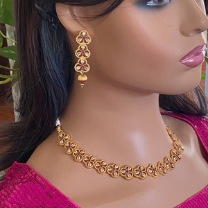 Polki Choker /antique gold necklace/Ruby Necklace / Indian Choker/kundan Necklace/ Bridal Jewelry/ Indian Necklace/ Pakistani Necklace