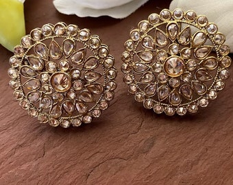 Pearl JhumkaIndian JewelryKundan EarringsPolki EarringBridal JhumkaStatement EarringsJhumkaChandbaliPearl ChandbaliIndian Earrings