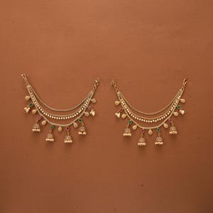 Polki Ear Chain/earchain/Antique Gold Kaan Chain/ Sahare/Bahubali Eaarrings/ Kaan Saharas/Ear Support Chain/Indian Jewelry/Pakistani Jewelry