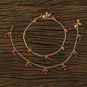 Enkelbanden/Ruby enkelbanden /Gouden enkelbanden/ Stone payal/ panjeb/ jhanjhar/ Golusu/ Indiase payal enkelbanden/Bruids enkelbandje/ goud payal/ Boho Enkelbanden