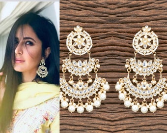 Kundan earrings/Kundan Chandbali/ Indian Earrings/ pearl earrings /Pakistani Earrings / bollywood Earrings /Katrina kaif earrings