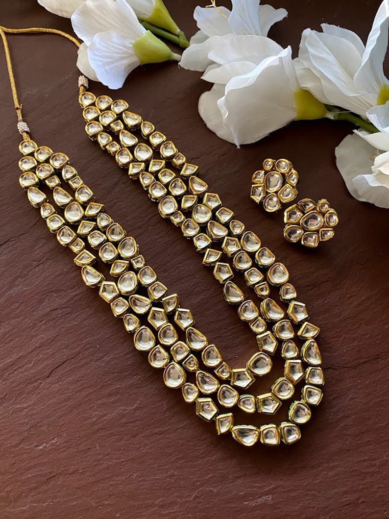 Kundan Necklace /Long Kundan Necklace/ Indian jewelry / Kundan Etsy