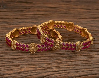 Gold Bangles/Indian Bangles/Ruby bangles/temple jewelry/kemp bangles/Laxmi bangles/south indian jewelry/Matte gold kada /Lakshmi Bracelets
