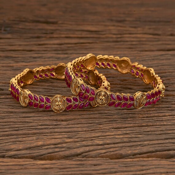 Gold Bangles indian Bangles ruby Bangles temple Jewelry kemp