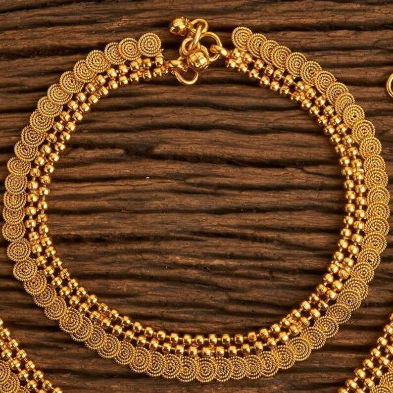 gold anklets etsy