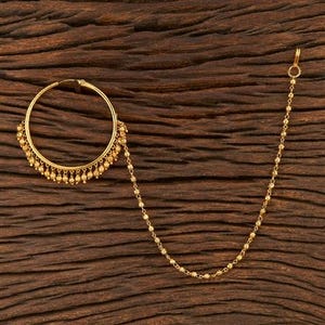 Anillo de nariz de oro / Anillo de nariz indio / Anillo de nariz perforante / Joyería nupcial india / Joyería de boda / Perforación de novia Nath / Nath dorado