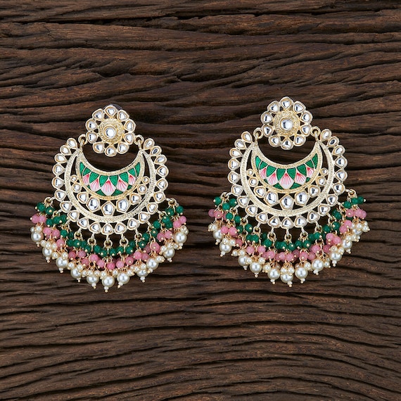 Green meenakari earrings deals