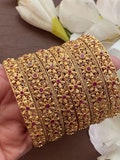 Gold Bangles set restocked/Ruby bangles/Set of 6 Bangles /Indian Bangles/Bangles/gold plated bangle/Indian Wedding Jewelry/pakistani jewelry