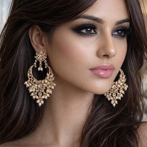 Kundan Chandbali Earrings: Indian Temple Jewelry