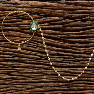 Nose ring/Kundan nosering/Nose ring with pearl chain/Green Nath/Indian Nose Ring/ Clip On Nose Ring/Indian Bridal Jewelry /polki nose ring