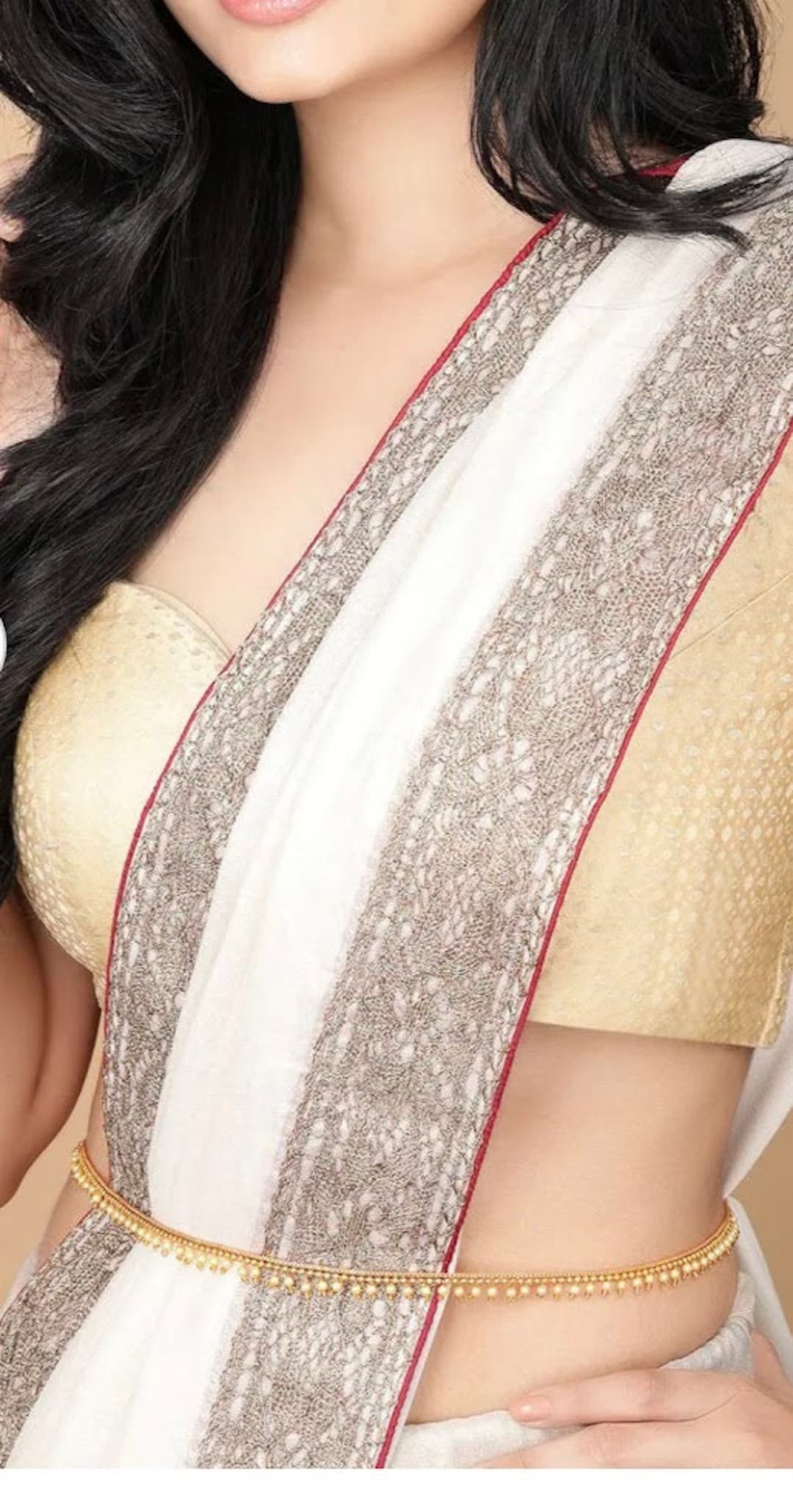 Gold Waist Chain For Silk Saree Saree Stomach Gold Chain Saree