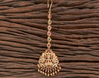Kemp Maang tikka /Ruby tikka /wedding Jewelry/Tikka /Matte Gold Maang tikka/ forehead jewelry /Temple jewelry/ South Indian jewelry/ bindi