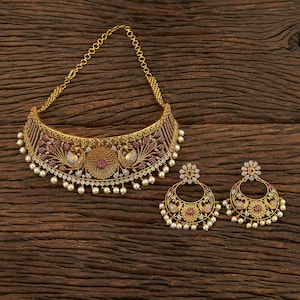 Kemp Choker Necklace /CZ Choker/ matte gold choker necklace/Indian necklace set/temple necklace / south Indian jewelry/Temple jewelry